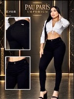 JEAN NEGRO LEVANTA COLA PARA MUJER- TIRO ALTO SKINNY 7047