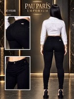 JEAN NEGRO LEVANTA COLA PARA MUJER- TIRO ALTO SKINNY 7047